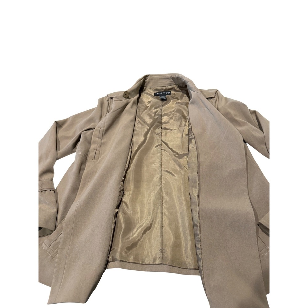 Larry Levine Stretch Tan Khaki Double Breasted Swing Trench Jacket Womens 12 - Picture 6 of 7